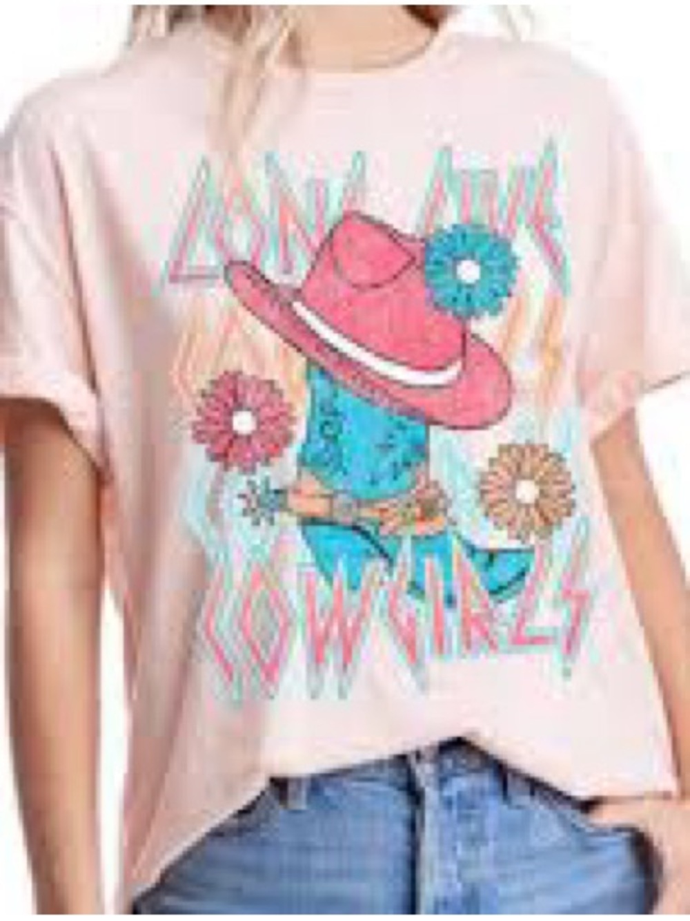 Zutter Long Live Cowgirls Graphic Tee Pink Western T-Shirt Large